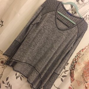 High Low Semi Distressed Long Sleeve